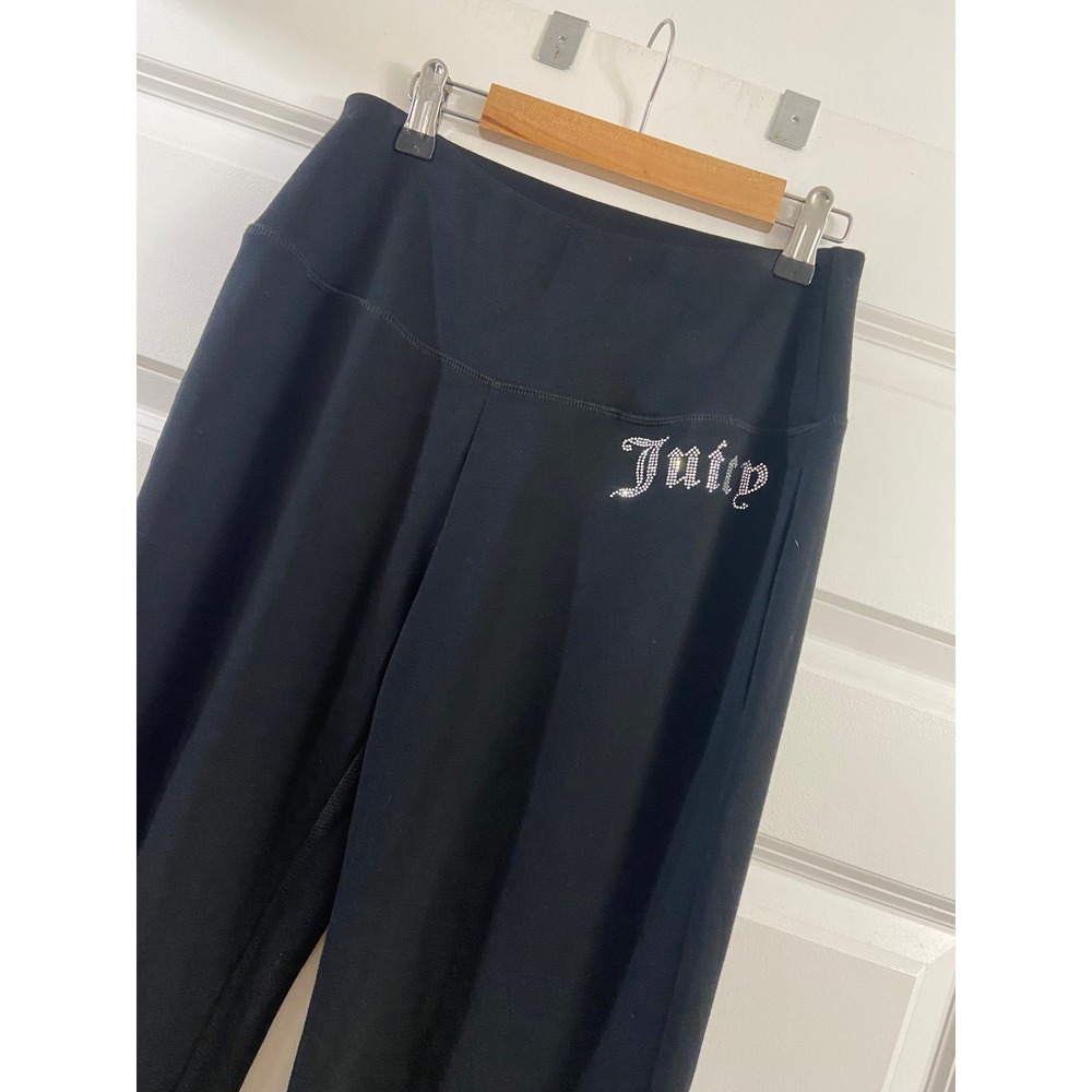 Juicy Couture Sport Black High Waisted Flare Lounge Rhinestone Logo Y2K flare